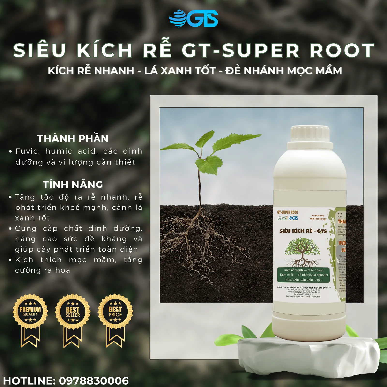 SIÊU KÍCH RỄ CHO CÂY TRỒNG  - GT SUPER ROOT PRO